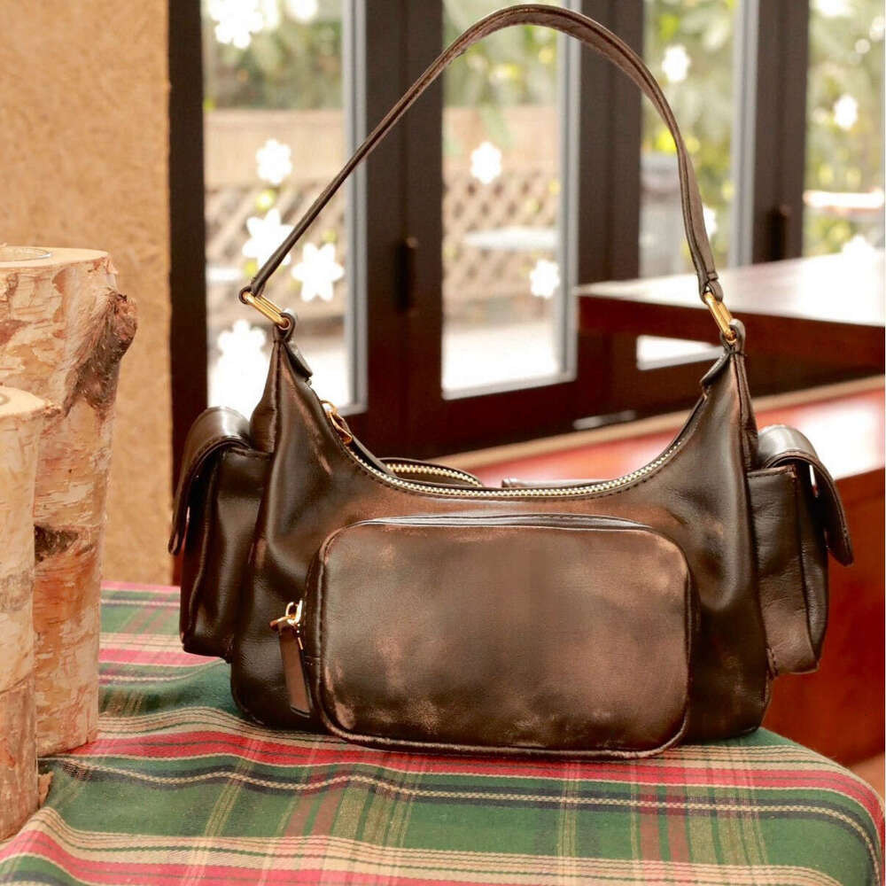 Totebag Shoulder ROSE NOIRE Summer Trend Women S Single Handheld Crossbody High End Cloud Pattern Soft Cowhide Underarm Motorcycle Bag