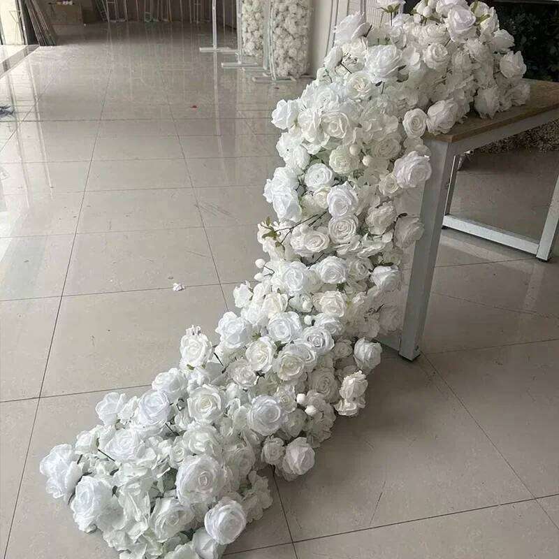 6M/4M/3/2M Rose Hydrangea Table Runner Sofa Floor Arrangement Wedding Backdrop Decor Flower Row Banquet show Party Props Y260130