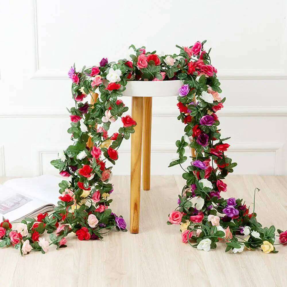 2.5M Realistic Garland UV Resistant Faux Flower Rattan Vine Wedding Party Hanging Simulation Bloom Decoration Y260130