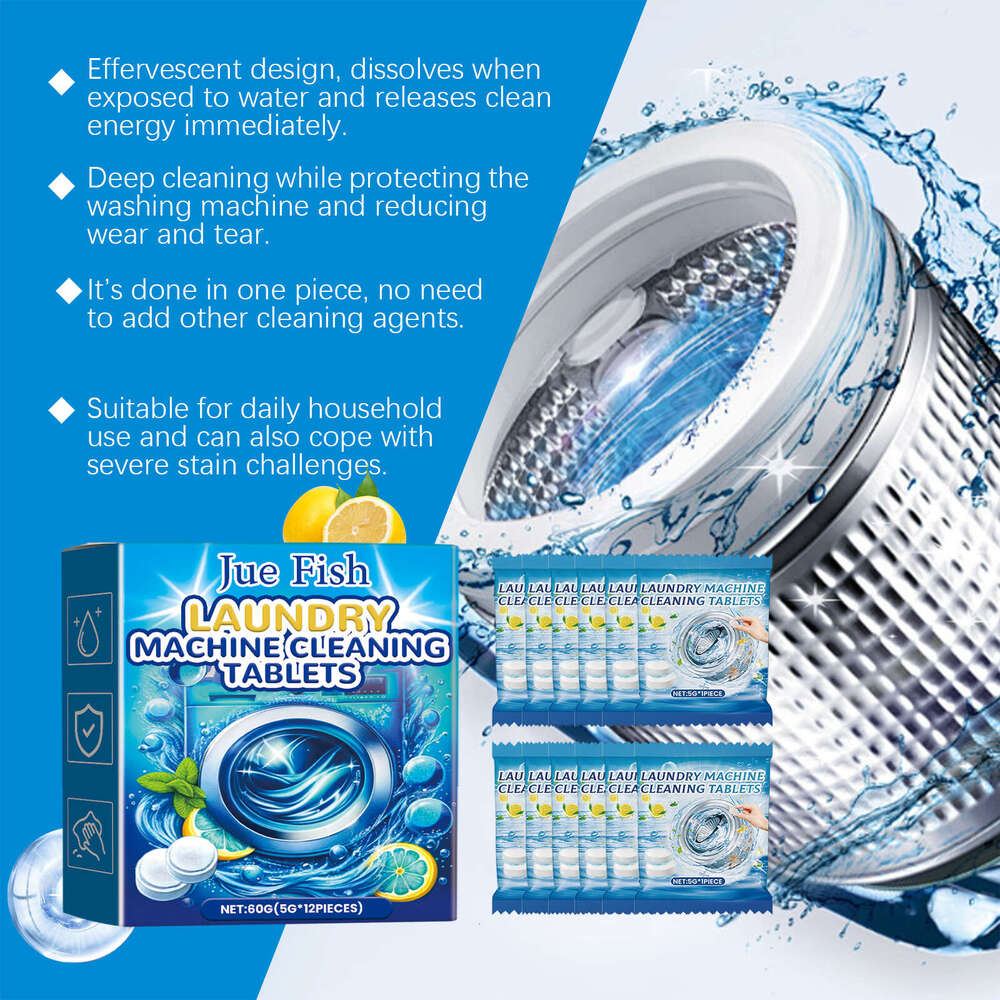Jue-Fish Washing Machine Tub Stain Dirt Cleaning Odor Effervescent Tablets S260130