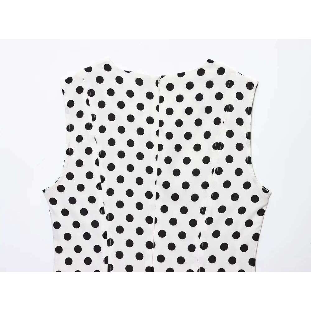 2025 Summer New Arrivals Women's Wear Temperament Elegant Polka Dot Round Neck Sleeveless Dress XJ260130