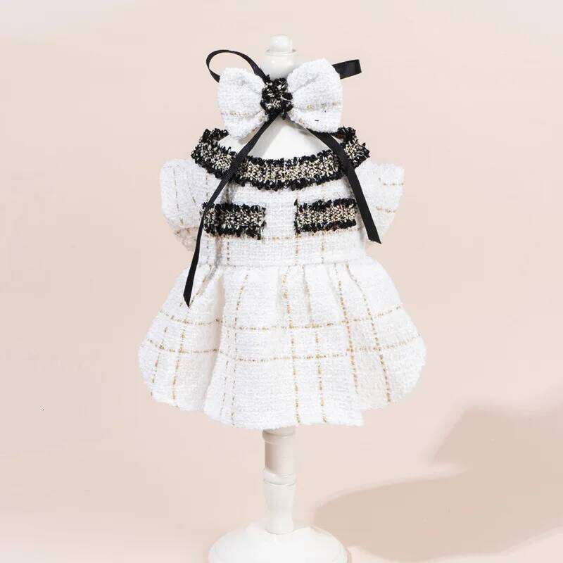 and Autumn Woolen Dress Cute Bow Coat Pet Spring Dog Dresses for Small Dogs Teddy Puppy Clothes H260129