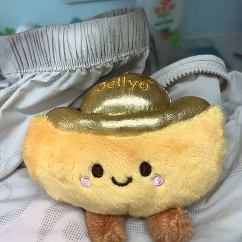 Bag Accessories Super Cute Original Cartoon Gold Ingot Plush Toy Soft Keychain Bag Pendant Charm Lucky Surprise Gift For Good Luck Seekers