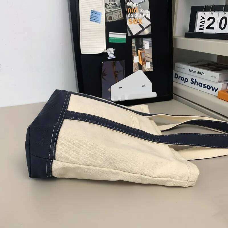 Tiptoegirls Big Square Shopping Handbag New Fashion Panelled Women Shoulder High Quality Cotton Canvas Lady Casual Totes Bag Z260130