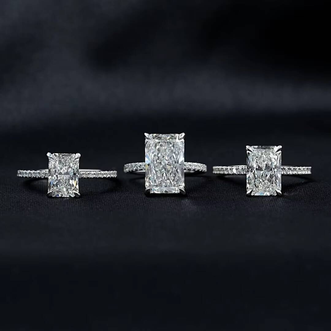 Factory Custom GIA IGI Certified VVS CVD Lab Grown Diamond Ring 18k Solid Gold Radiant Cut 1ct 2ct 3ct 5ct Wedding Ring