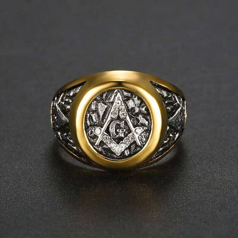 Wing of dream WIng W Mens Freemason Masonic White AG CZ Ring for Men Stainless Steel Size 5-16 XJ260130
