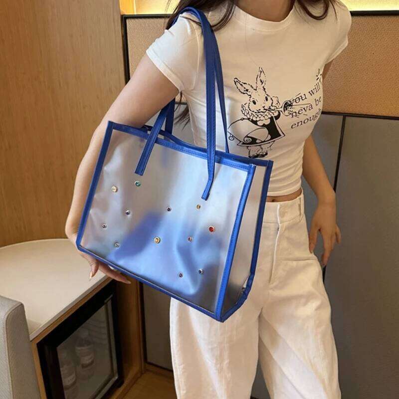 2pcs/set Fashionable Transparent Shoulder Bag Ladies Great for Beach Trips Daily Commutes and Shopping Z260130