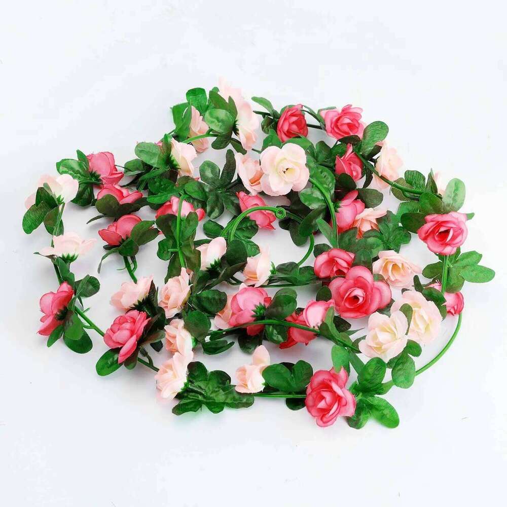 5PCS 2M Purple Flower Garland Plants Artificial Fake Rose Vine Flowers Hanging Ivy for Wedding Party Garden Wall Decoration Y260130