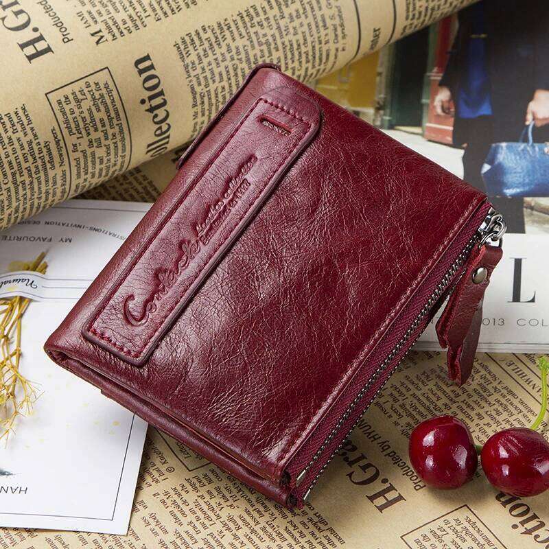 CONTACT'S Genuine Fashion for Woman Bifold Short Purses Holder Wallets Leather Coin Purse Money Clip Z260130