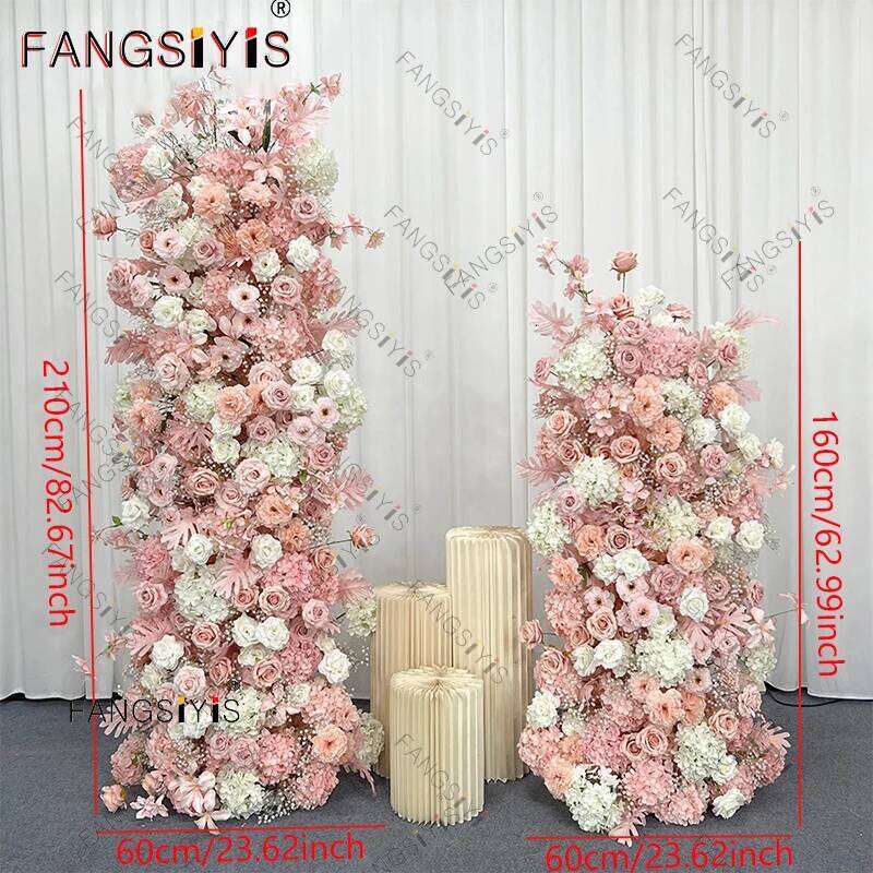 5D light pink Rose Babys breath Hydrangea Wedding Backdrop Arch KT Board Decor Floral Arrangement Sofa Table Runner Event Props Y260130
