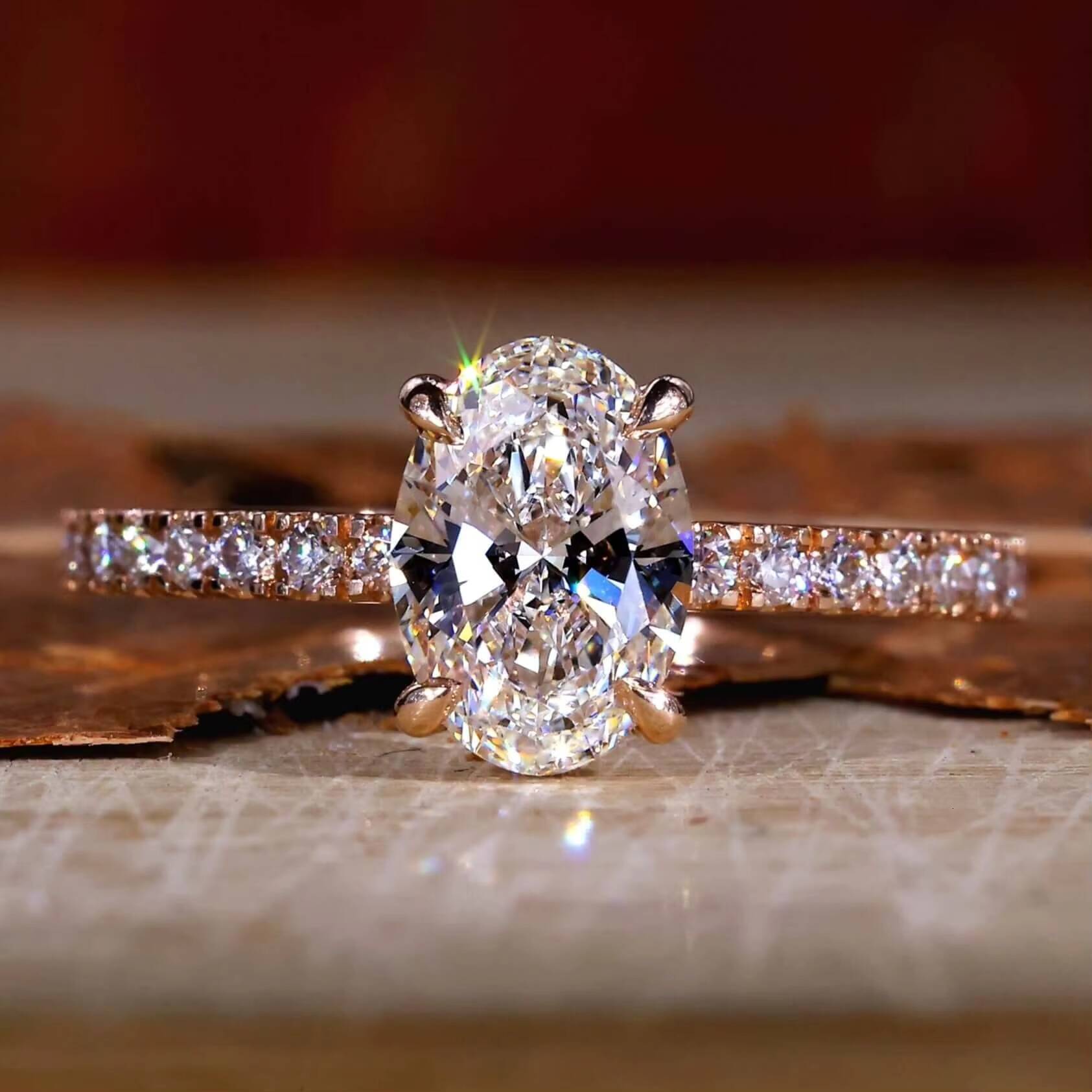 IGI GIA Certified CVD Lab Grown Created Diamond 18K White Solid Gold Rings 1ct 15ct Oval Engagement Ring Jewelry