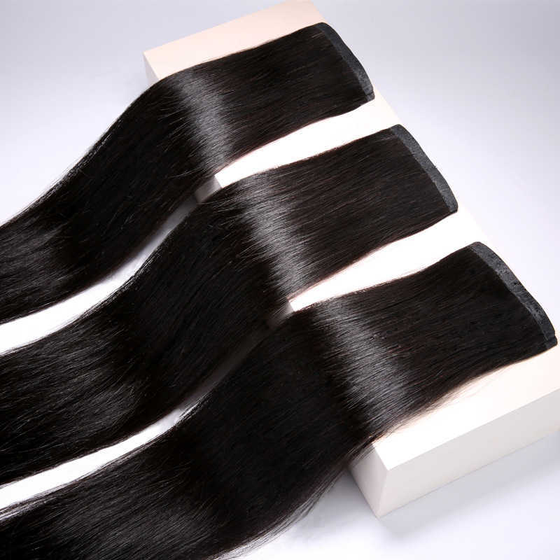 Women Invisible Twin Tabs Hair Extensions 12-24 inches PU Skin Tape Human Hair 10pcs Natural Straight Micro Ring Weft Hair S25526