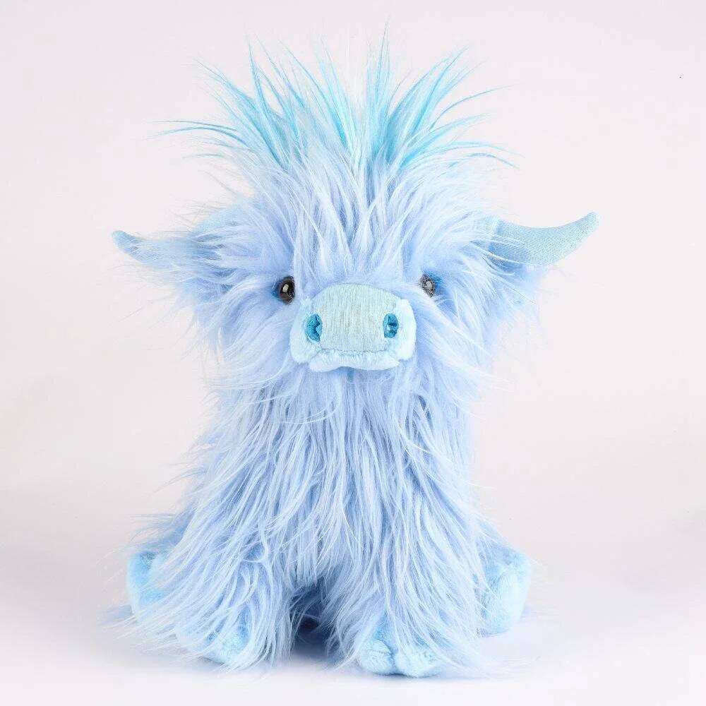 25cm Simulated Scottish Highland Cow Plush Toy Blue Variant Cute Fairy Calf Baby Animal Child Birthday Christmas Gift Y260128
