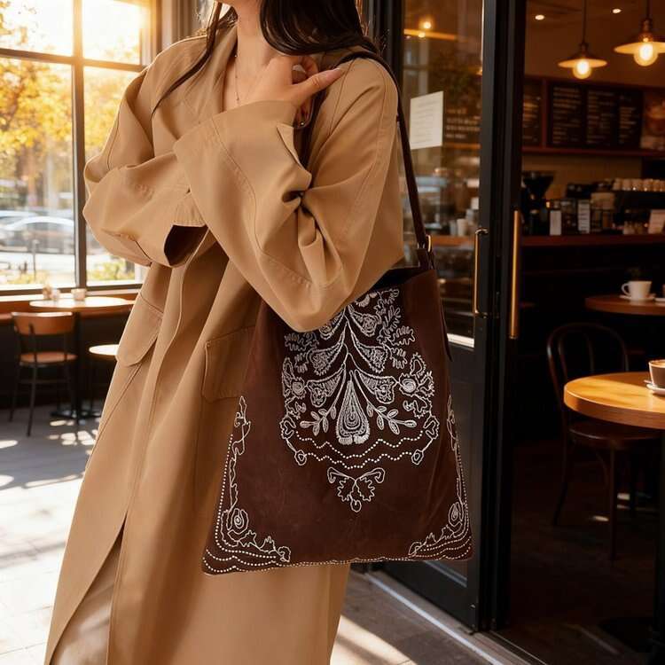 New Retro Chinese Style Large Capacity Shoulder Underarm Casual Embroidery Crossbody Bag Evergwish
