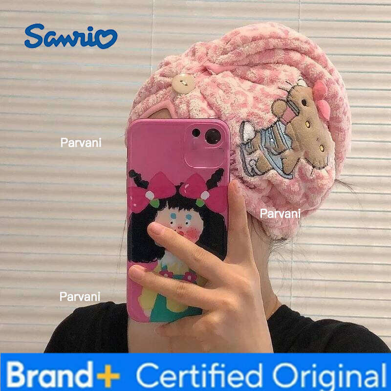 Sanrio Hello Kitty Bathrobe Leopard Print Drying Cap Coral Fleece Quick-Absorbing Lint-Free Soft and Skin-Friendly Homewear Gift H260130