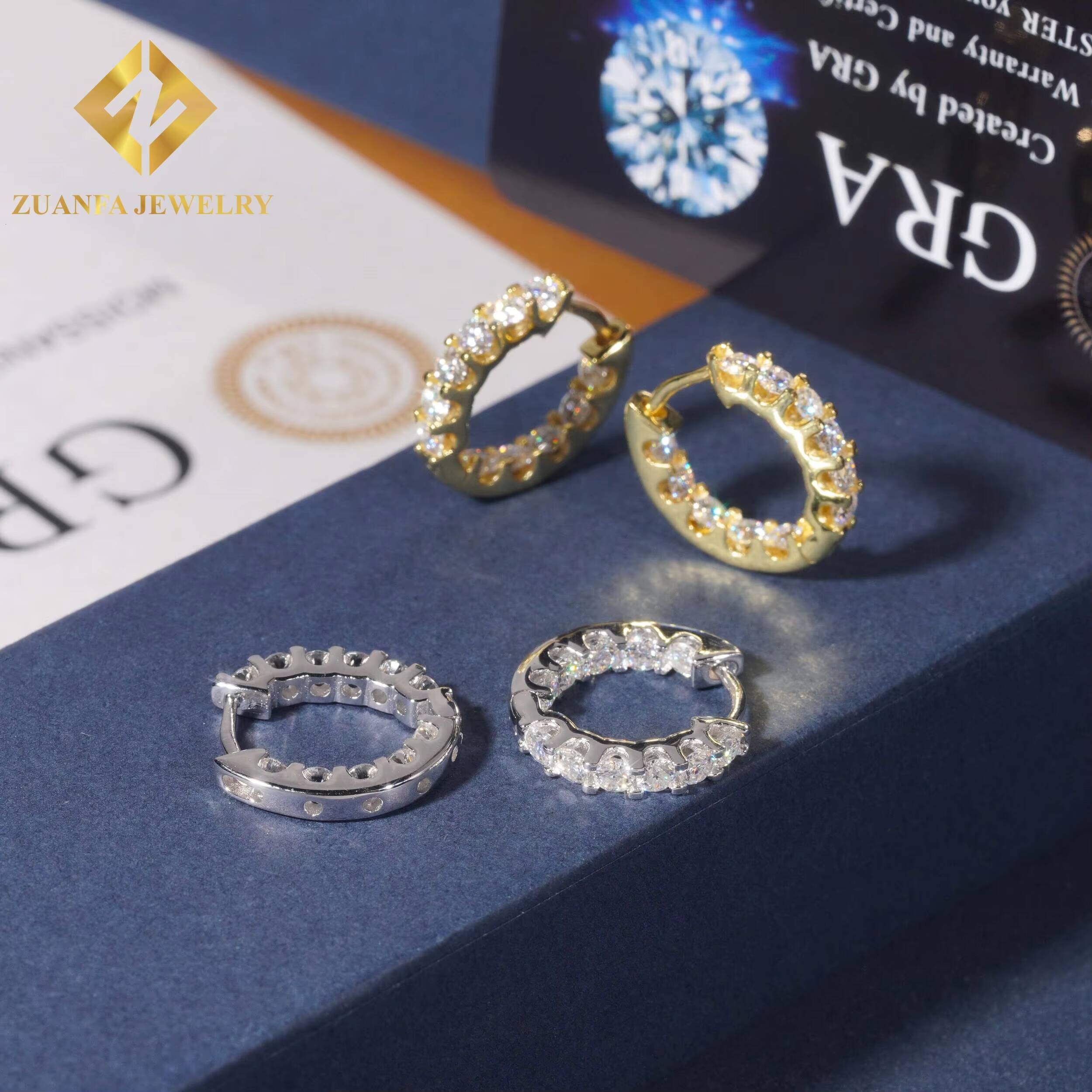 Fashion Women Tennis Earring 925 Sterling Silver VVS Moissanite Diamond Hoop Earring Hip Hop Earring Jewelry for Engagement