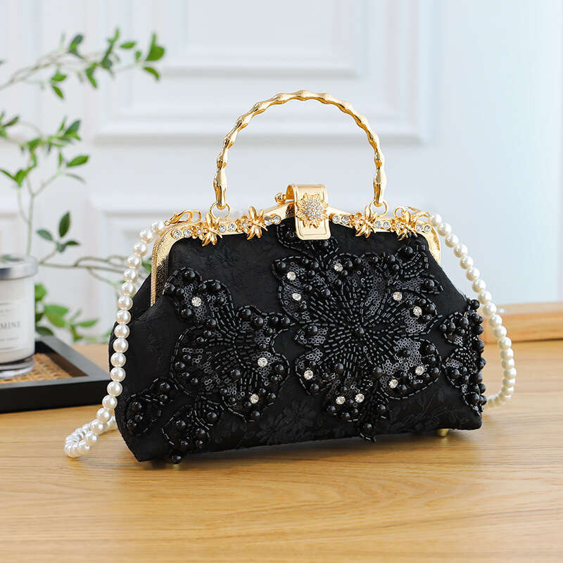 Fashion Handbag Cheongsam Banquet Clutch Embroidered Bead Shoulder Pearl Chain Bag SHANGFANNI