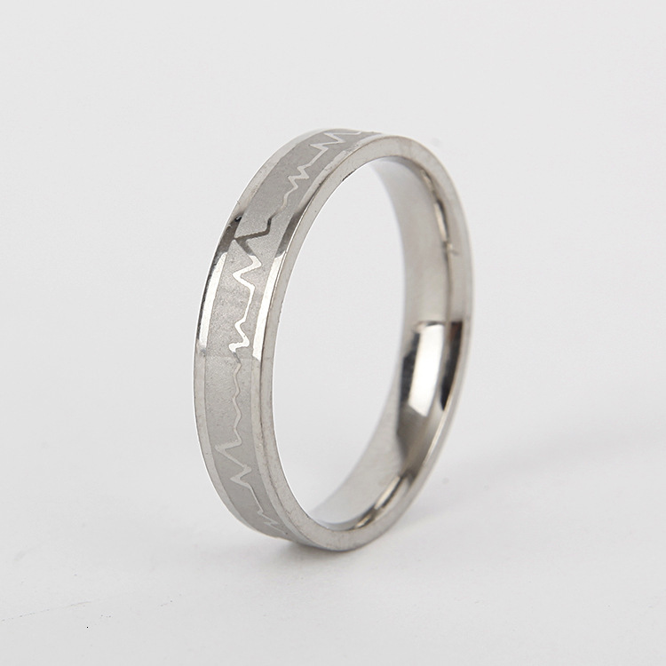 Trendy Jewelry Heartbeat Heart Stainless Steel Factory Direct Sale Unisex Couple Rings