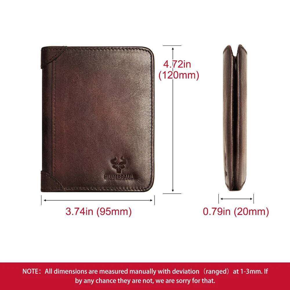 HUMERPAUL Classic Style Wallet for Men Genuine Cowhide Leather RFID Short Trifold Purse with ID Window and Holder Z260130