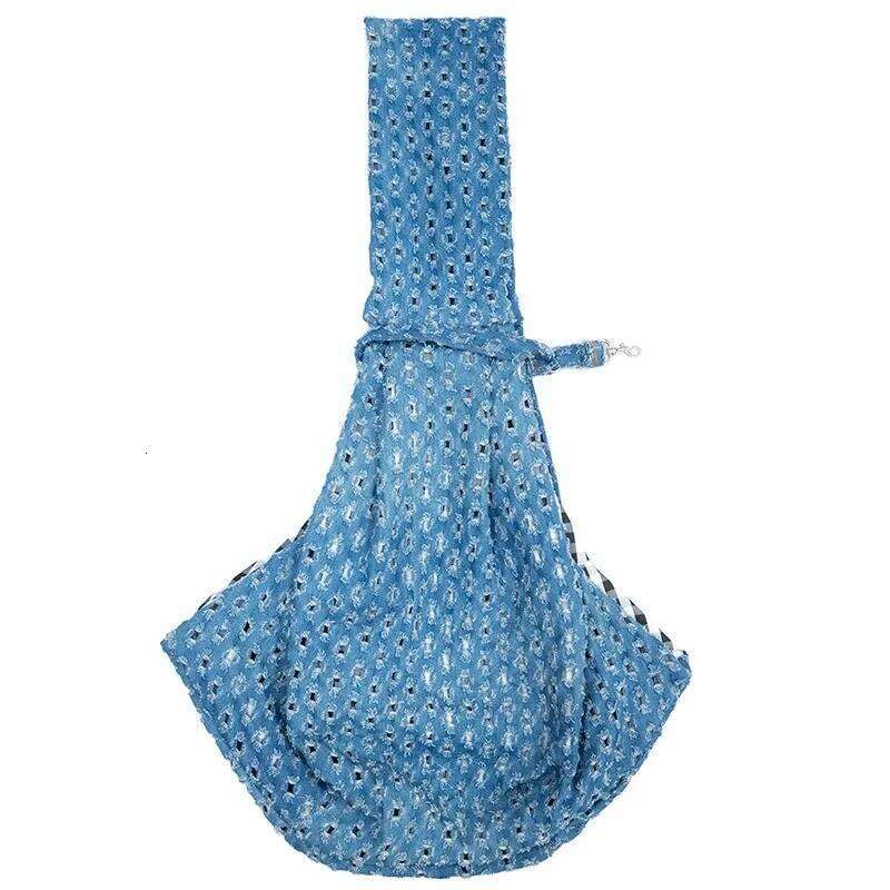 1pcs Pet Denim Backpack Dogs & Cats Durable Cotton-Blend Fabric Shoulder/Crossbody Bag for Outdoor Walks 26H0130