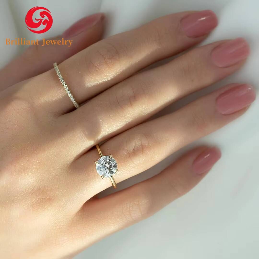 10K White Gold 4 Prong Solitaire Ring Round Brilliant Cut 1CT 15CT IGI CVD Lab Created Diamond Gold Engagement Ring Jewelry
