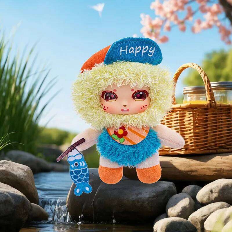 Cute Vacation Face Pendant Fishing Trip Camp Soft Stuffed Vinyl Plush Toy Lovely Doll Kids Birthday Gifts Y260128