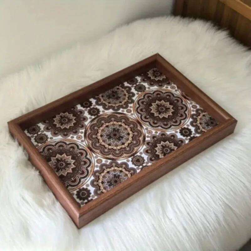 Bohemian Style Handmade Wooden Jewelry Tray Desktop Foyer Storage Home Decoration