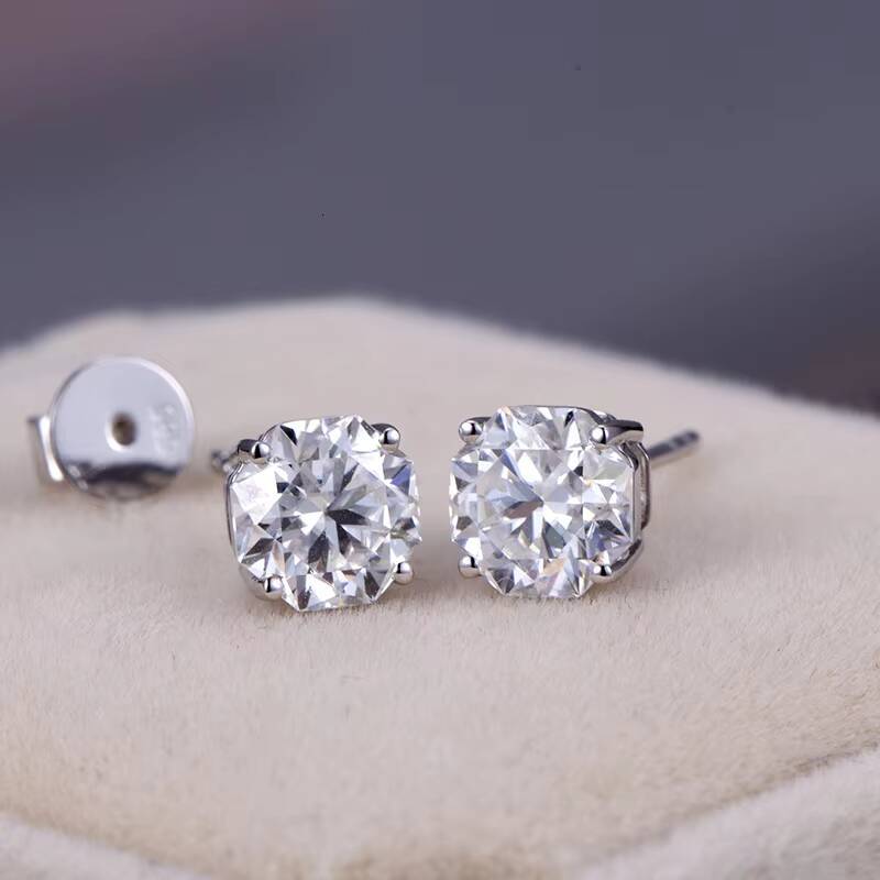 Messi Jewelry MSE-591 14K 6x6 Octagon Moissanite Earrings Engagement Dating Gift for Girls