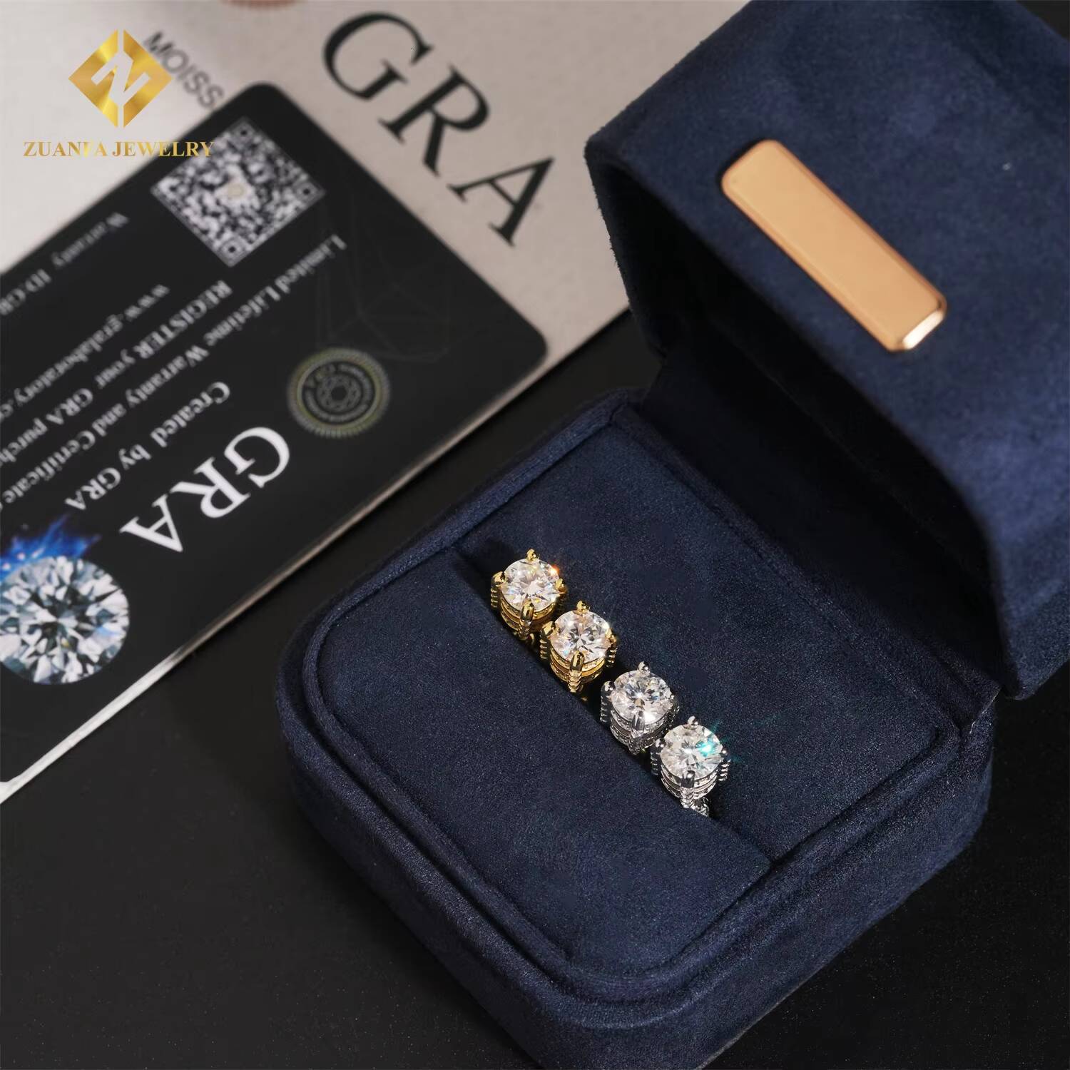 Ready to Ship 925 Silver 65mm VVS Moissanite 4 Prong Hip Hop Jewelry Earrings Iced Out Diamond Screw Back Ear Studs Men Women