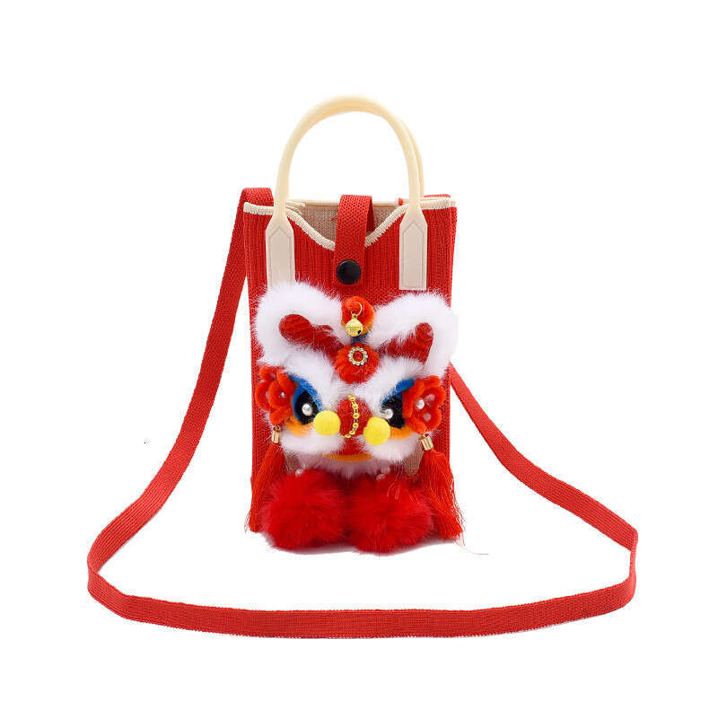 Chinese Style Traditional Handmade Lion Dance Plush Toy Children's New Year Crossbody Bag MASA MASA
