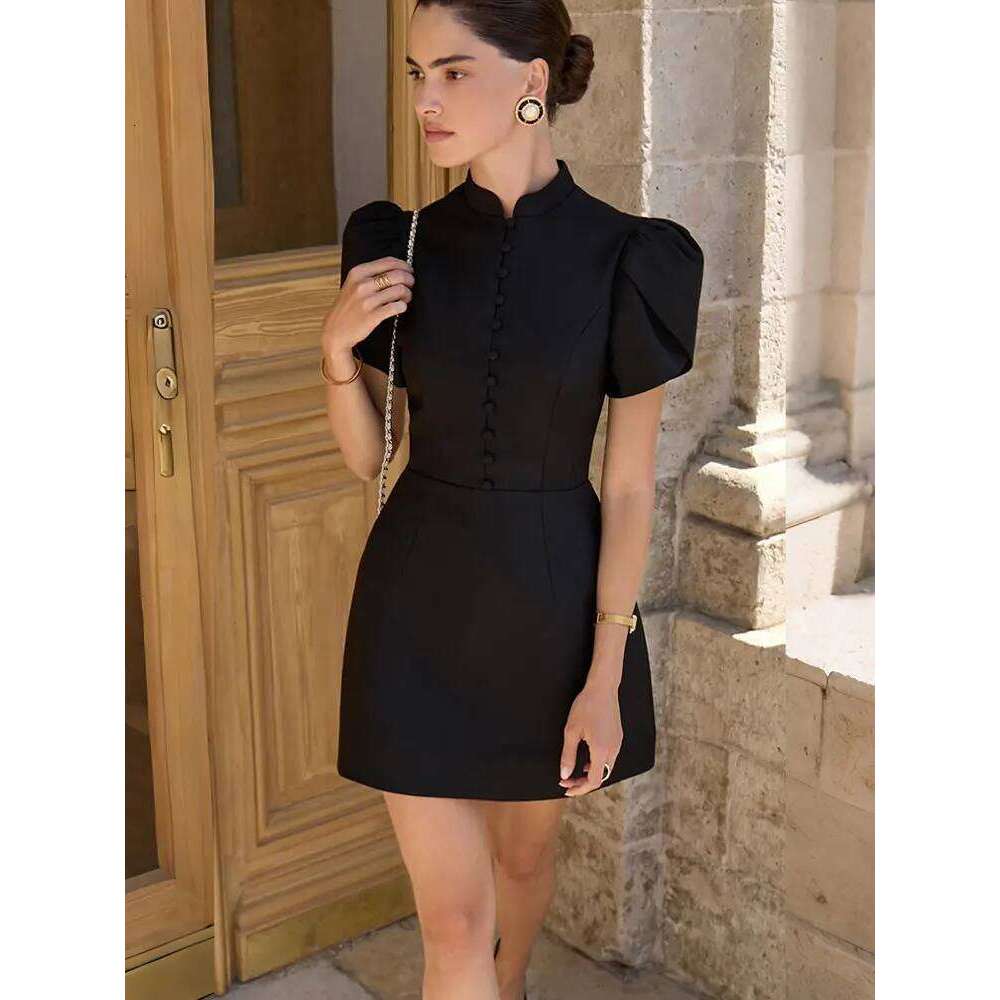 Tossy Fashion Elegant Ruffled Mini For Women Patchwork Short Sleeve Solid Commute Party Summer Female Bodycon Dress XJ260130