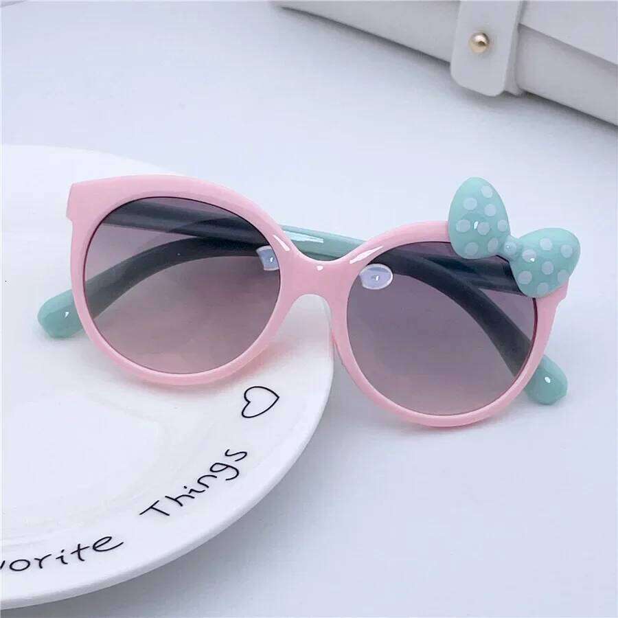 Kids Sunglasses Girls Boys Shiny Bowknot Sun Glasses Lovely Cat Children Eyewear Fashion Gradient Eyeglasses UV400 H260130