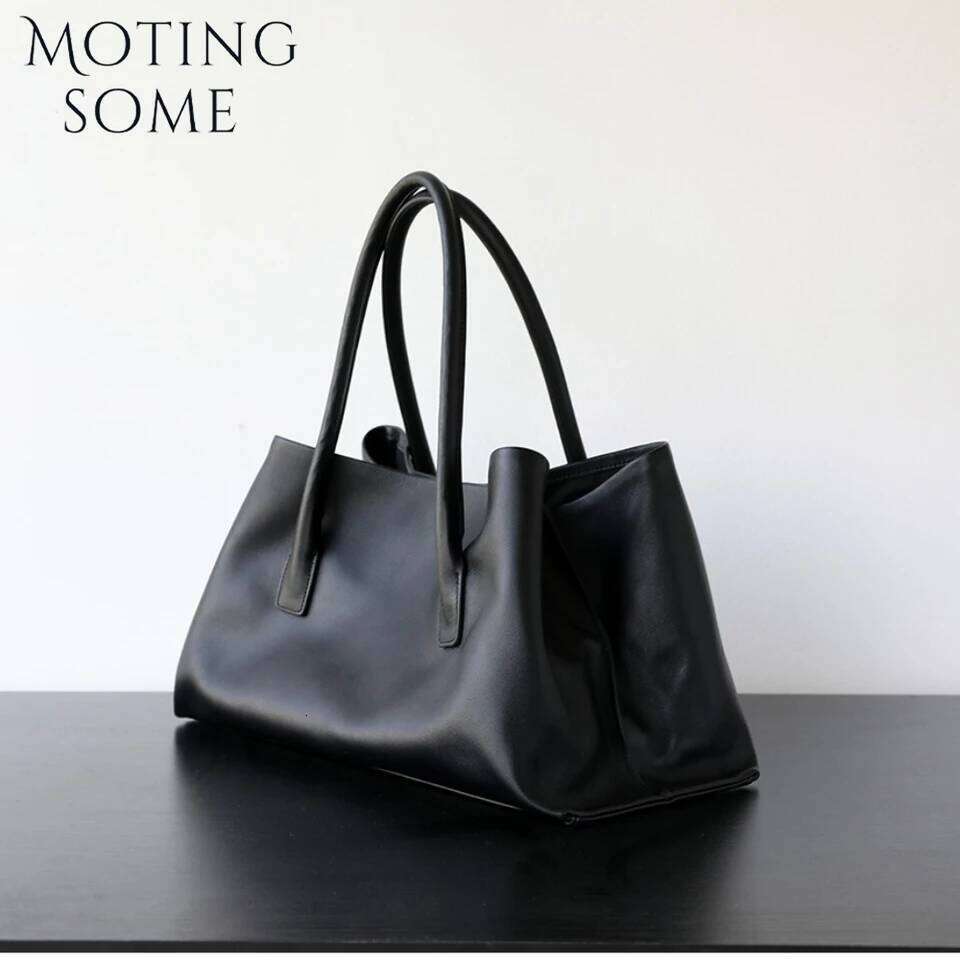 Motingsome Luxury Niche First-layer Cowhide Woman Large Capacity Shoulder Underarm Bag Casual Tote Big Handbag 2025 New