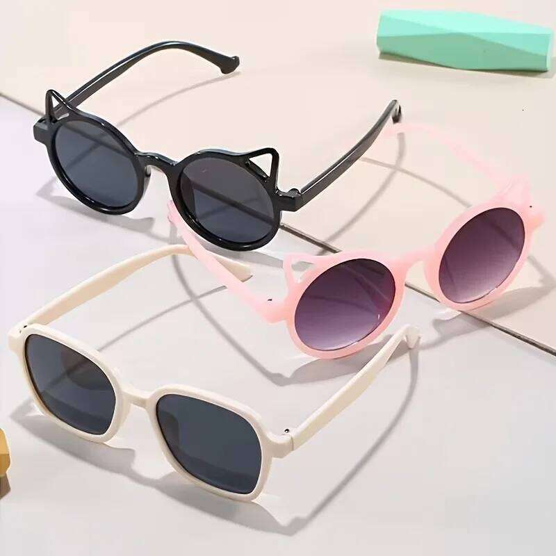 Cute Kitten Ear Cartoon Outdoor Sun Protection Children Sunglasses Classic Kids Eyewear Girls Boys Sunshade H260130