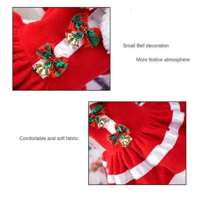 Dog Christmas Dress Kitten Puppy Xmas Pretend Skirt for Small Middle Dogs Fleece Clothes French Bulldog Poodle Costume H260129