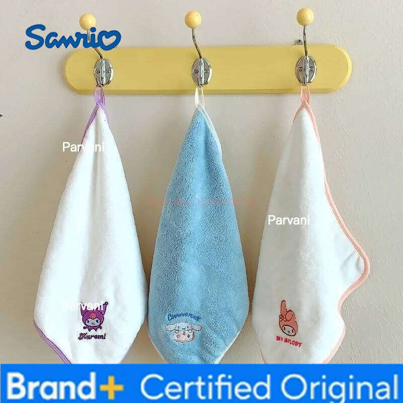 Sanrio 5pcs Kuromi Cinnamoroll Children'S Square Cartoon Embroidery Five Pieces Of Skin-Friendly Absorbent Handkerchief Towel H260130