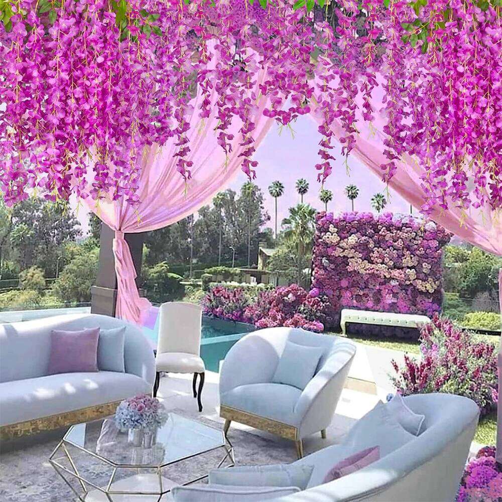 Artificial Vine Ivy Leaf Garland for Home Wall Plant Fake Decor Wedding Flower Arch 110cm Wisteria W260130