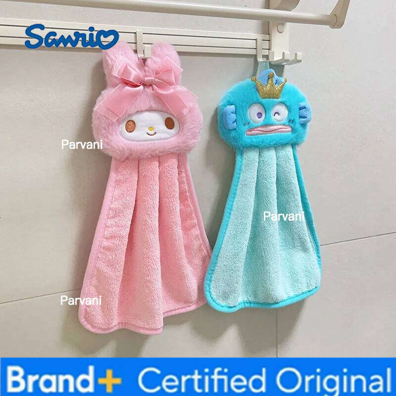 Sanrio Cute My Melody Hangyodon Towels Home Bathroom Kitchen with Hanging Loop Thickened Speed Dry Absorbent Hand Cloth H260130