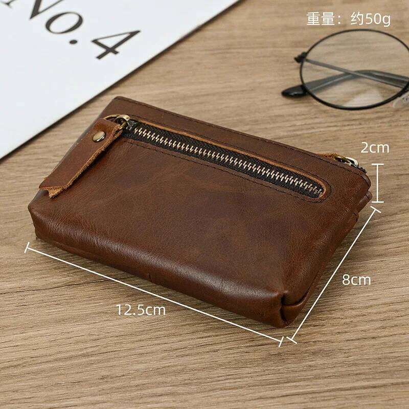 fashion Men's vintage genuine purse high quality cowhide keychain, leather coin pocket for key Z260130