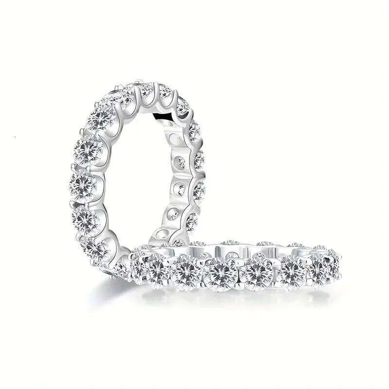 1pc S925 Silver with 4.2CT Co-ed Eternity Band Ring, Moissanite Gemstone Jewelry Gifts for Mother XJ260130