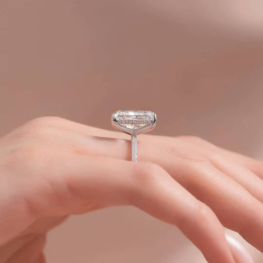 Wholesale Real Gold 3ct VVS VS1 Lab Diamond Rings Women 18K Diamond Radiant Lab Grown Diamond Ring Jewelry