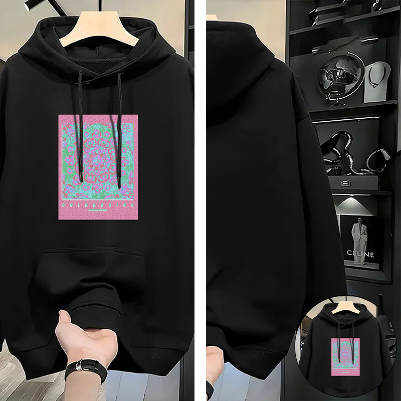 Men's Youth Fall-Spring Solid Color Hooded Sweatshirt - Loose-Fitting Fashion Pullover