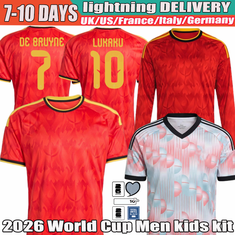 2026 Belgium Jersey DE BRUYNE LUKAKU DOKU Soccer Jerseys ONANA OPENDA TIELEMANS VERTONGHEN 2025 football shirt Fans Player Men kids kit