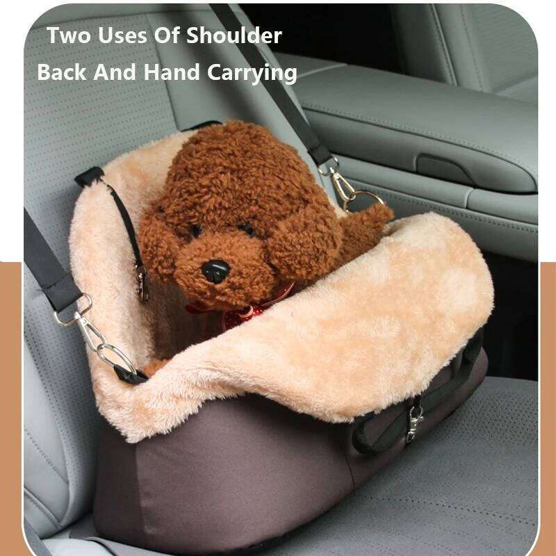 Winter Warm Plush Pet Carrying Small 10kg Load-bearing Travel Portable Cat Dog Car Passenger Seat Safety Bag 26H0130