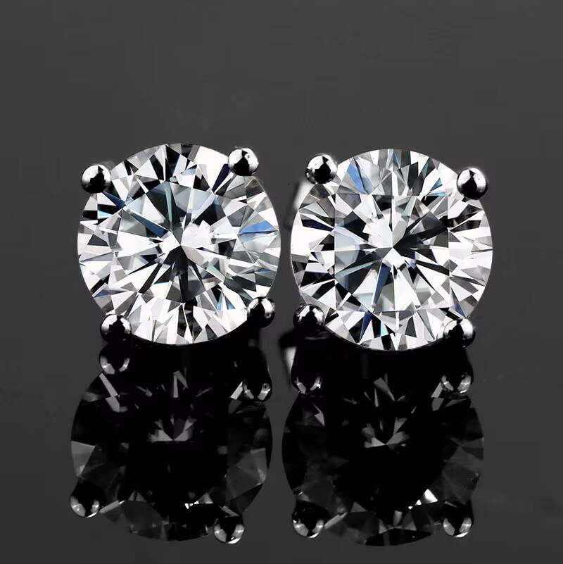 IGI Certificate CVD HPHT 03ct 05ct 1ct D VVS2 Lab Created Diamond 18K Gold Earrings Lab Grown Diamond Stud Earrings