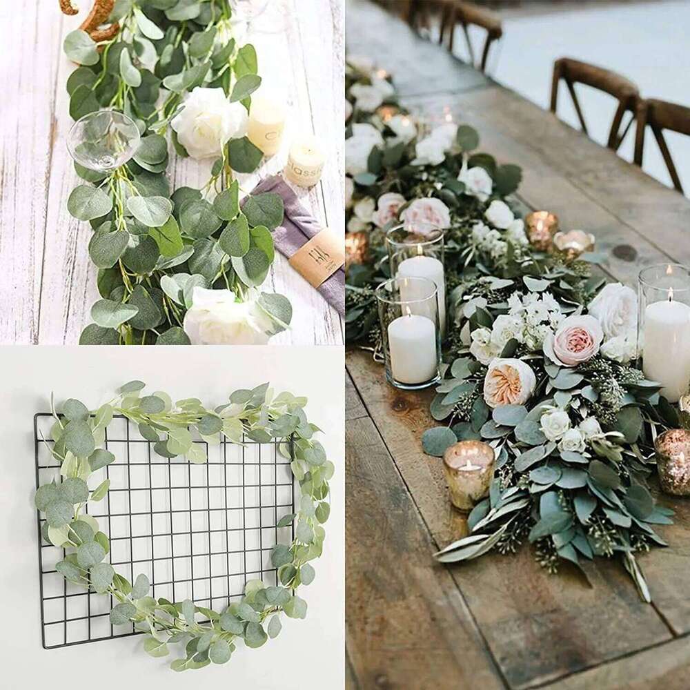 2pcs 2M Artificial Greenery Garland Eucalyptus Leaves Vines Plants for Wedding Arch Wall Garden Decoration W260130