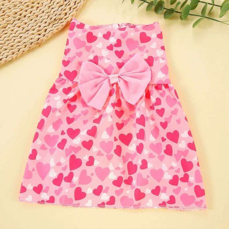 Spring Dog Princess Heart Patten Pet Skirt Cute Dogs Summer Dress Bow Lace for Small Medium Puppy Poodle Chihuahua H260130