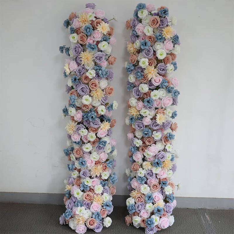 2m runner white red rose arrangement artificial flower row wedding dining table decoration flowers Y260130