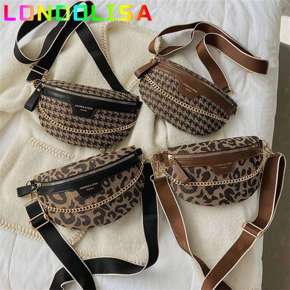 Women's Chain Fanny Pack Vintage Waist Packs Designer Shoulder Crossbody Chest Bag Female Handbags and Purses Ladies Belt Wallet