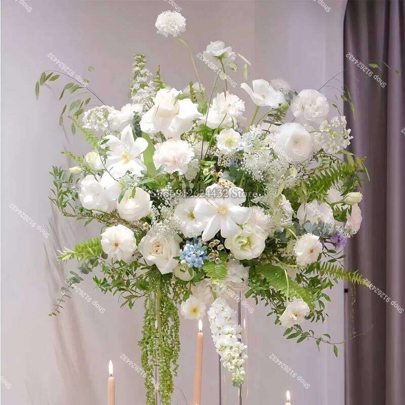 Luxury Artificial White Rose Table Centerpieces Ball Wedding Flower Decor Accessories Floral Event Prop Arrangement W260130